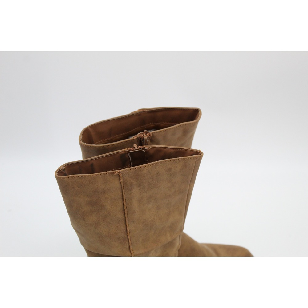Womens Tan Brown Leather Slouchy Mid Calf Boots Size 6 - Picture 4 of 7